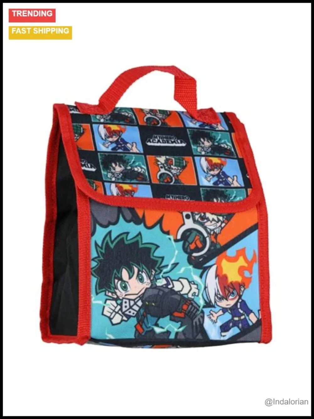 My Hero Academia Backpack Set Lunch Tote Pencil Case Keychain Carabiner 5 Piece